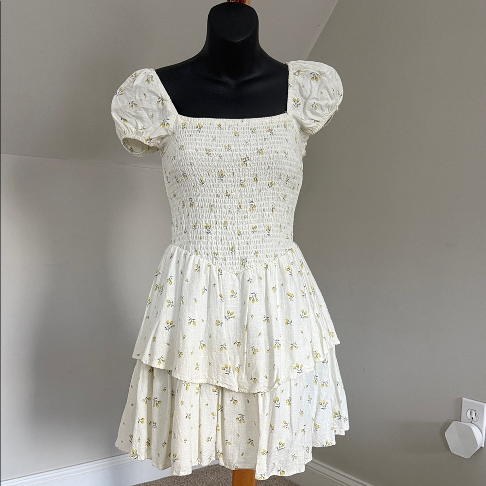 Floral White Tiered Dress